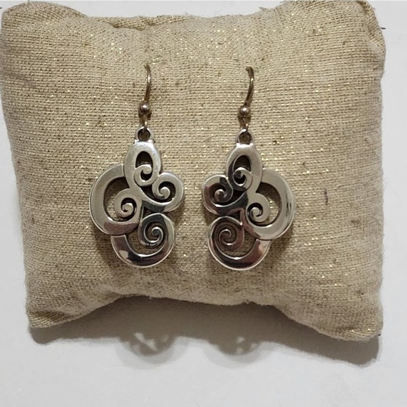 Brighton mingle mix Silver Tone Swirl Dangle Earrings Boho Chic Minimalist - Picture 2 of 5
